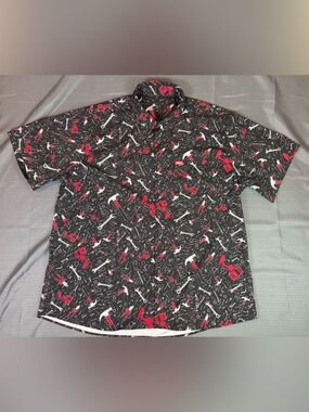 Dixxon The Handyman Party Shirt 3XL Tool Print Button Up Mechanic